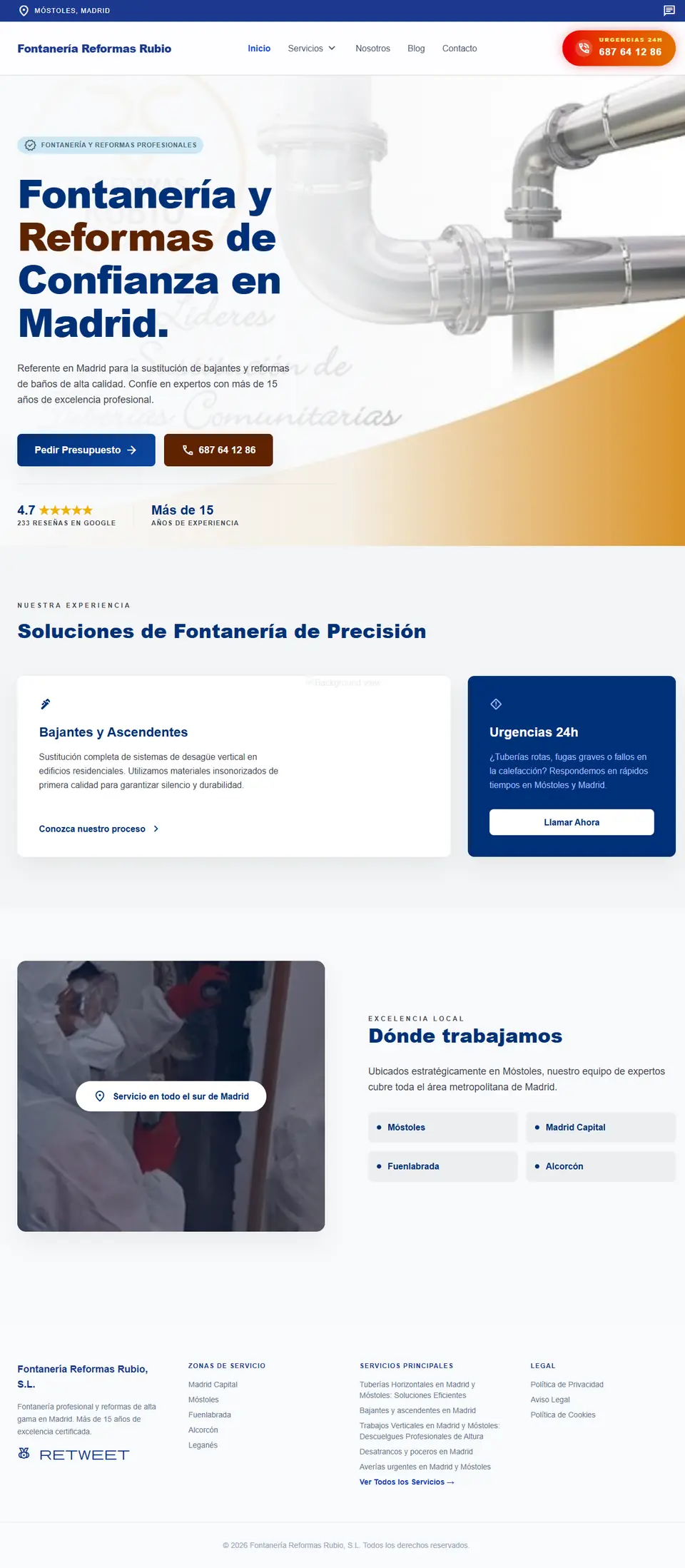 Página de inicio de Fontanería Reformas Rubio