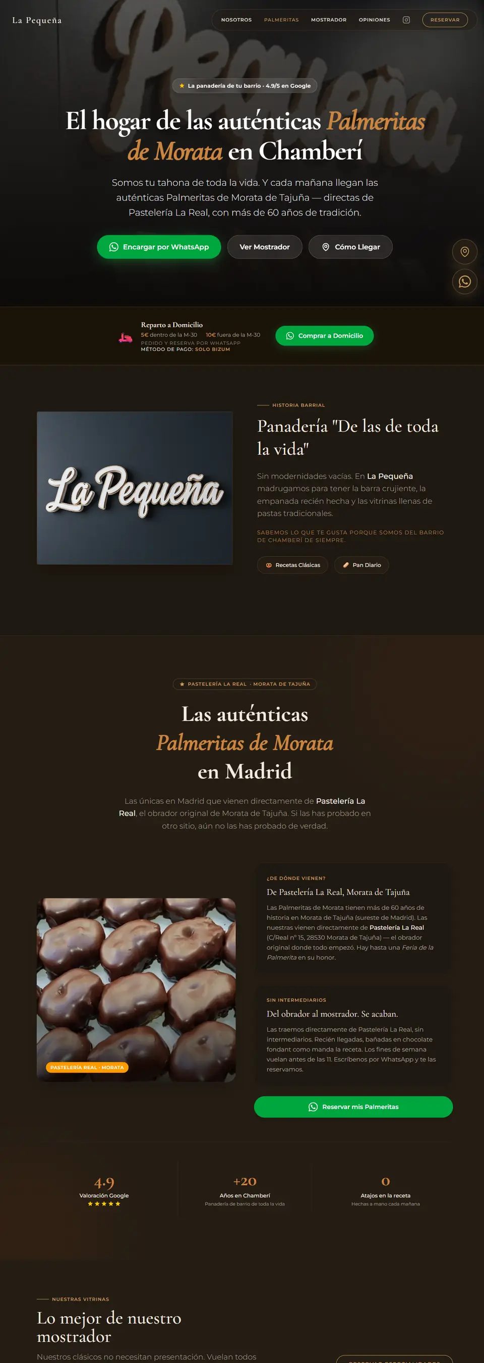 Página de inicio de Panadería La Pequeña